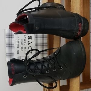 Lauren Ralph Lauren Mikenna Bo  Rain Boots Black Rubber 7B Lace Up VG…